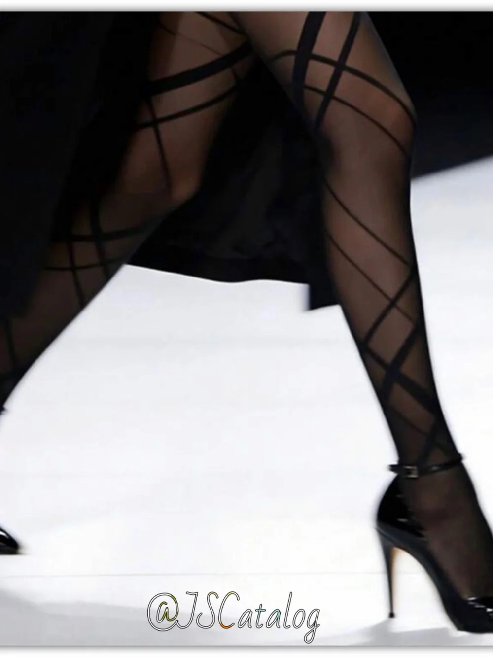 JSCatalog Black Crisscross Pattern Sheer Tights